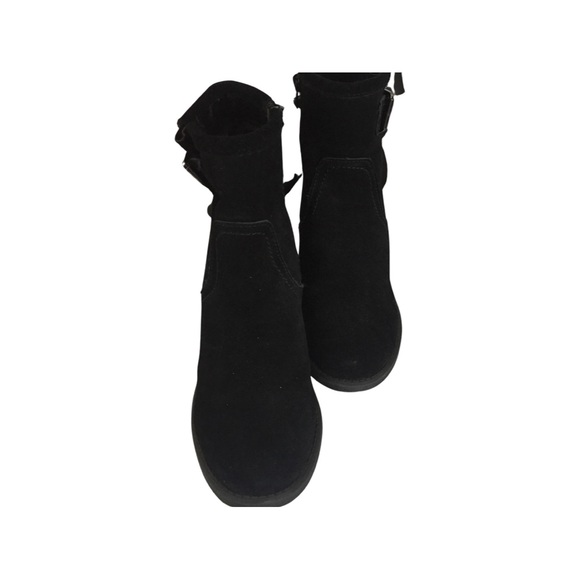 Fergie Black Suede Wedge Booties EUC - Picture 2 of 7